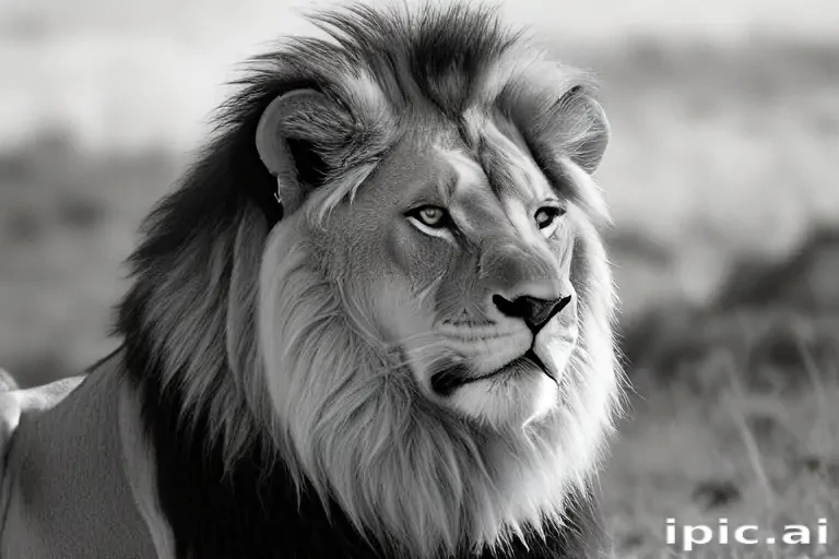 lion black and white