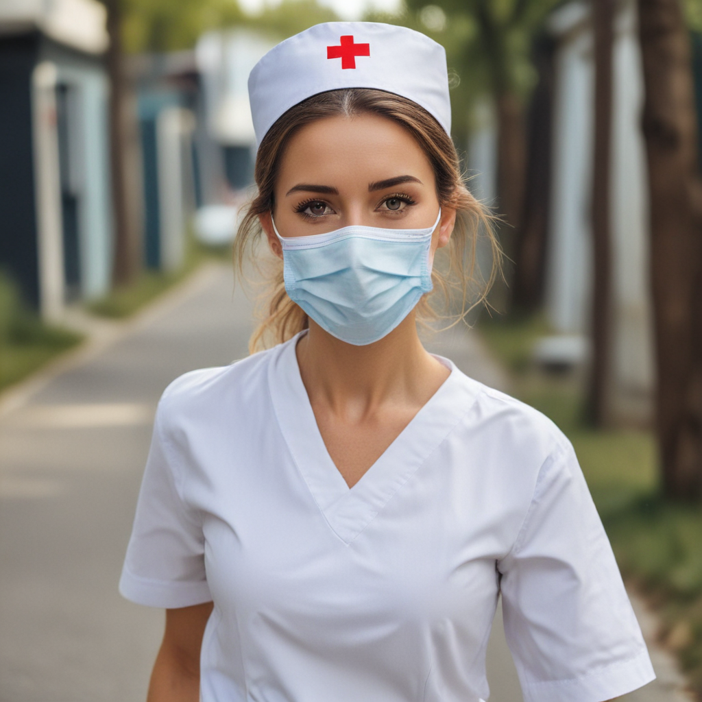 Nurse Rummimg running nurse with mask