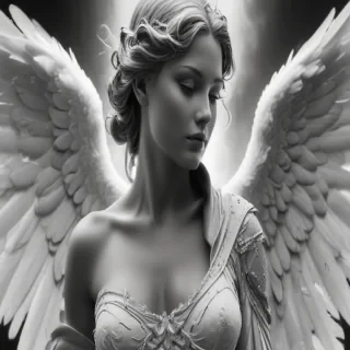 black and white angel