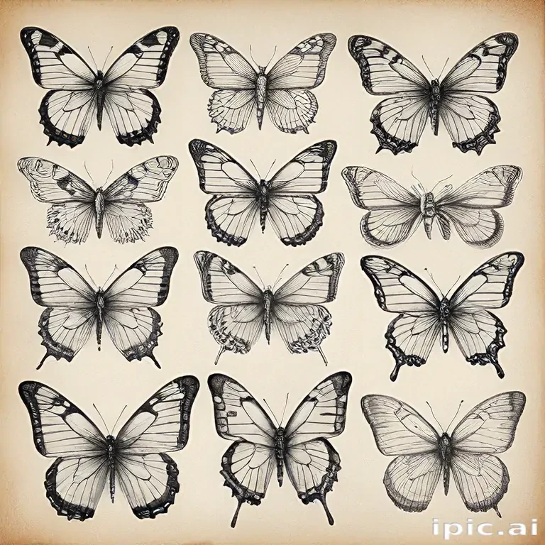 butterflies sketches
