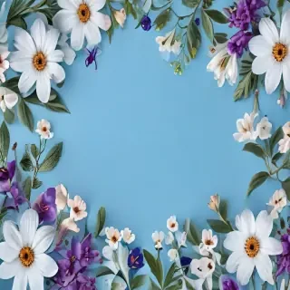 blue background with flowers