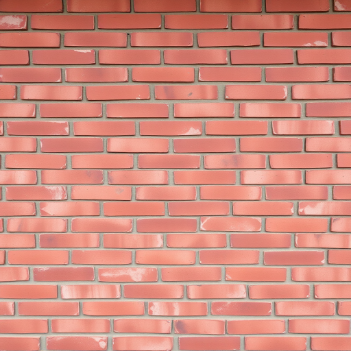 Create a high-resolution image of a red brick wall with uniform bricks, using a DSLR camera, focal length of 35mm, aperture set to f/8, ISO 100, and a straight-on perspective for clear detail.
