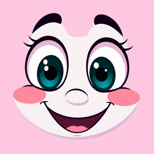 Create a vector-style illustration of a smiling cartoon face with oversized eyes and a whimsical expression, using a Canon EOS R5 with a 50mm f/1.2 lens, ISO 100, aperture f/2.8, and a bright, cheerful color palette, captured in natural light for a clean, vibrant look.
