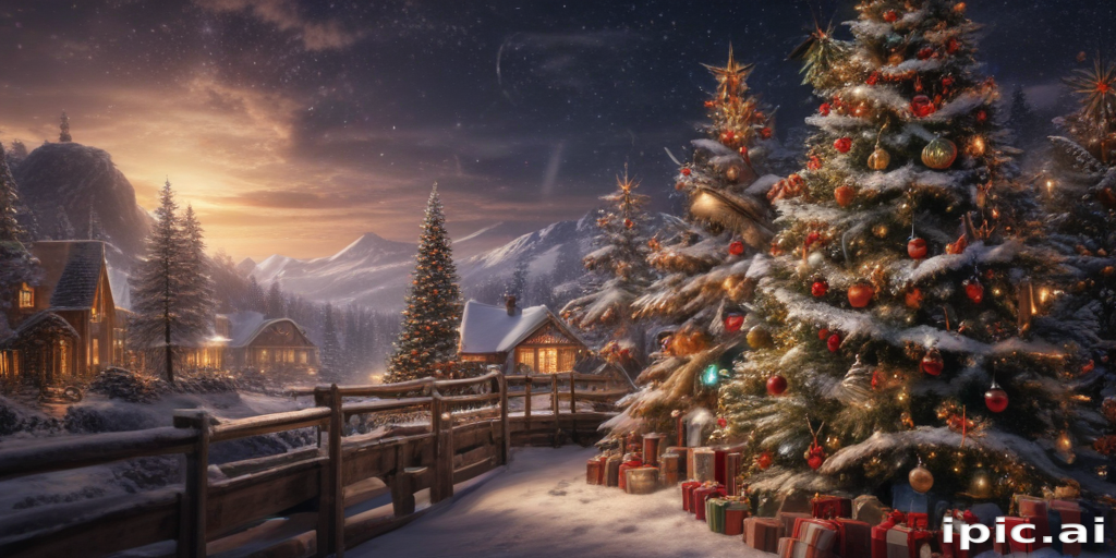 A Magical Winter Wonderland with Festive Christmas Trees and Snow ...