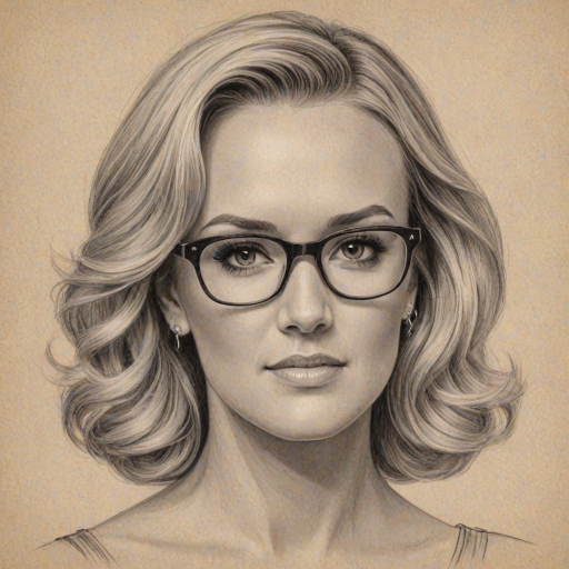 Alluring Carrie Underwood, pencil sketch, portrait of Appealing woman 1938s in glasses, hair style beatnik, outline, clear lines, fine lines, 8k