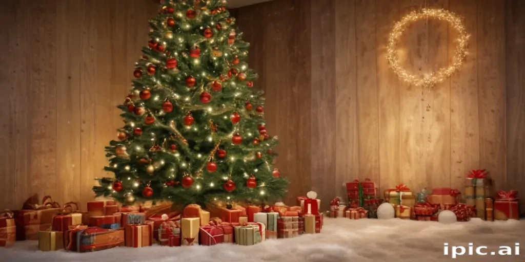 Cozy Christmas Scene with a Beautifully Decorated Tree and Gifts