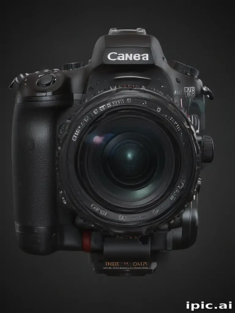 High-Quality DSLR Camera with a Large Lens and Detailed Features