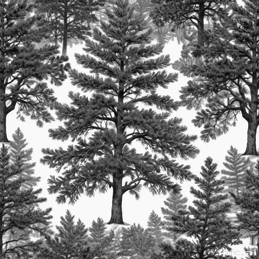 black and white pine tree clipart