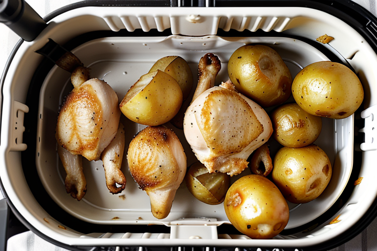 air fryer chicken and potatoes