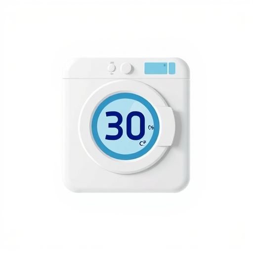 create a clean and sharp icon of a laundry symbol with a water temperature of 30 degrees Celsius, using a modern vector style, taken with a Canon EOS 5D Mark IV at f/2.8, 1/200 sec, ISO 100, 50mm lens, shot in a well-lit studio environment