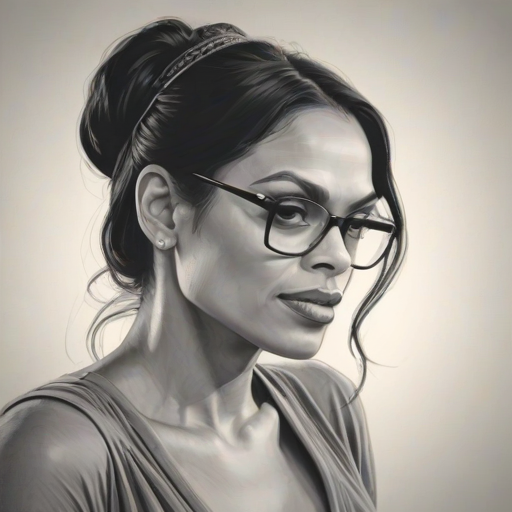 Ravishing Rosario Dawson, pencil sketch, portrait of Stunning woman 1952s in glasses, hair style beatnik, outline, clear lines, fine lines, 8k