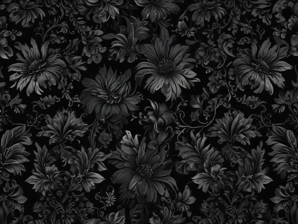 Elegant Black Floral Pattern Featuring Intricate Designs and Textures