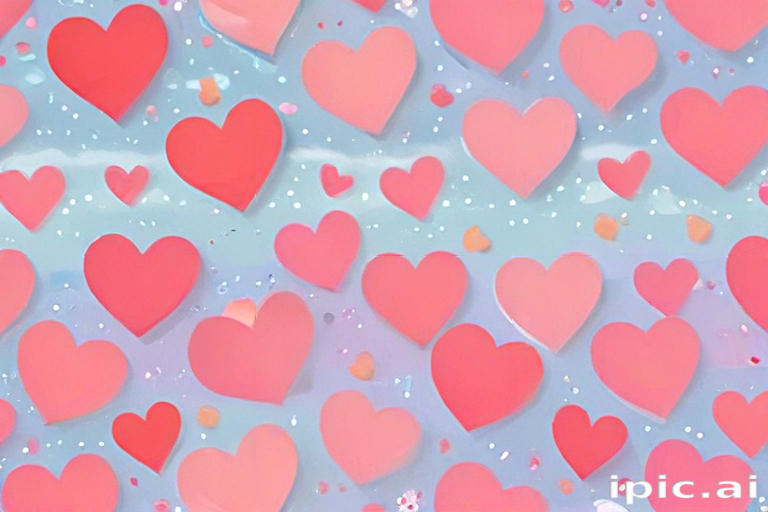 Colorful Hearts on a Soft Blue Background Creating a Romantic Atmosphere