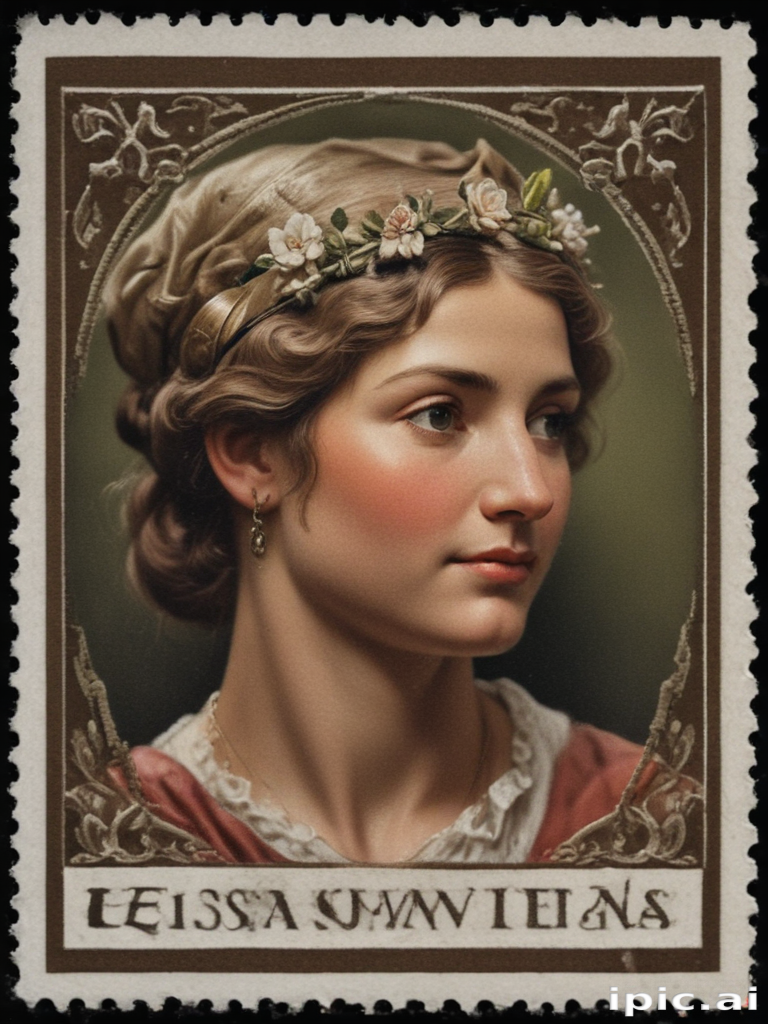 Elegant Portrait of a Young Woman with Floral Headpiece and Graceful ...