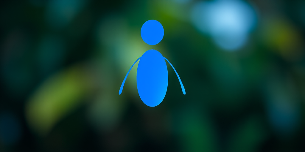 Generate a vibrant blue abstract figure with an oval body and circular limbs, captured with a DSLR camera at f/8 aperture, 1/125s shutter speed, 50mm lens, natural lighting, and a soft-focus background to enhance clarity and depth.