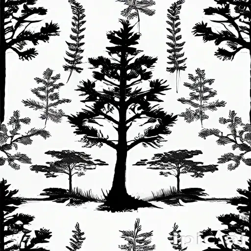black and white pine tree clipart