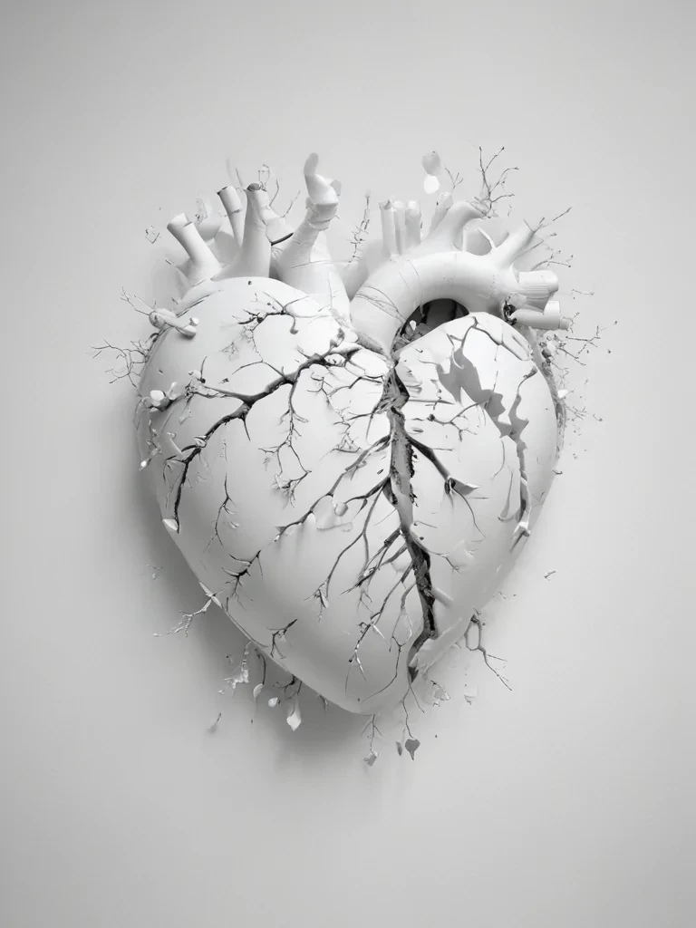 white broken heart