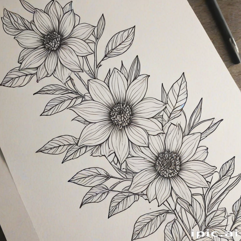 line work flowers