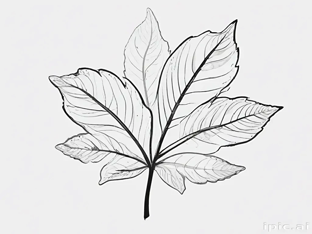 clipart leaf black and white