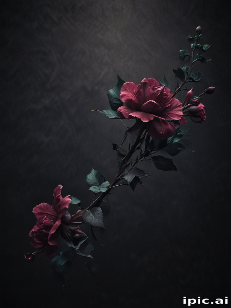 Elegant Dark Floral Arrangement Featuring Vibrant Roses Against a ...