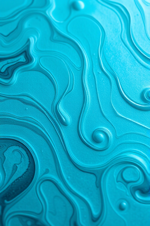 Generate a high-resolution textured background featuring a flowing aqua pattern with intricate detailing, captured using a DSLR camera with a 50mm lens at f/1.8, ISO 100, and a shutter speed of 1/60 sec, in a macro view for enhanced quality and depth.