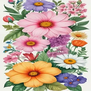 color drawings of flowers