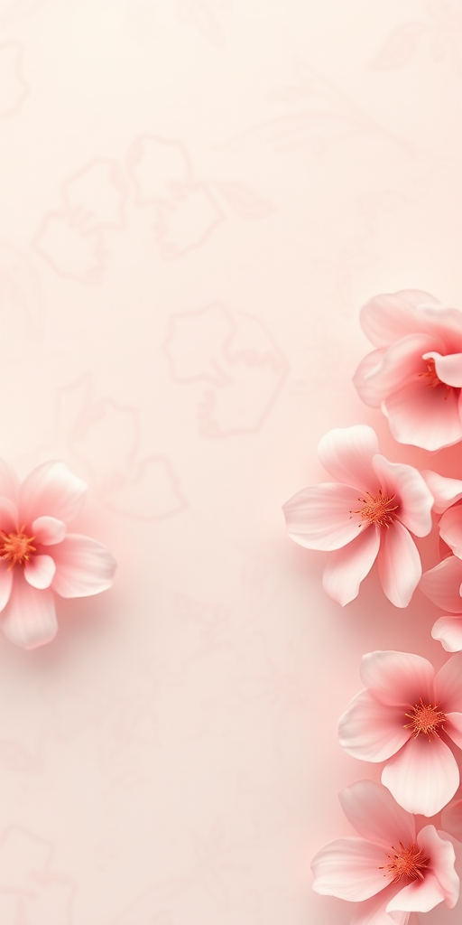 Generate a textured background image with soft floral patterns in light pink tones, using a Canon EOS 5D Mark IV, ISO 100, f/4 aperture, 50mm lens, soft focus effect, overhead view for a subtle depth.