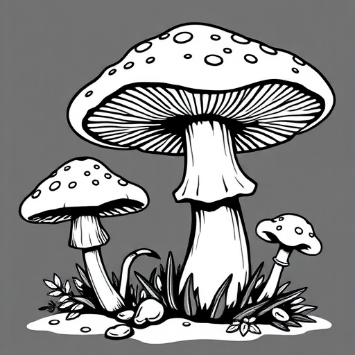 mushroom clip art black and white