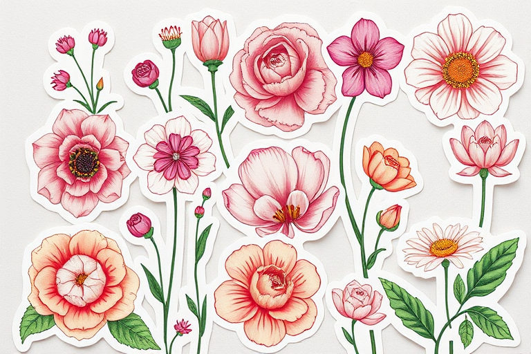 aesthetic flower stickers
