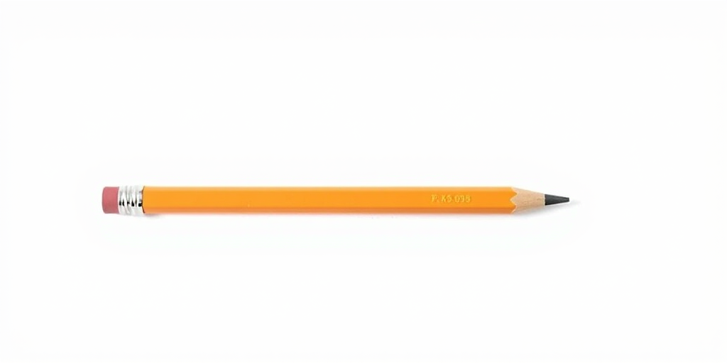 Create a high-resolution image of a realistic pencil against a plain white background, using a DSLR camera set to aperture f/8, shutter speed 1/250 sec, ISO 100, capturing it from a slightly elevated angle with soft natural lighting.