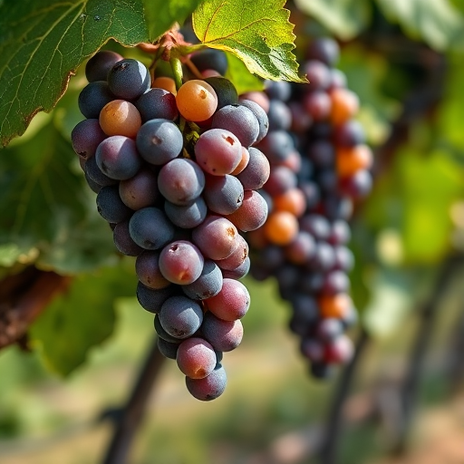 grapes hanging on a vine, close-up shot, macro lens, f/2.8 aperture, 100mm focal length, soft natural lighting, high dynamic range, DSLR camera