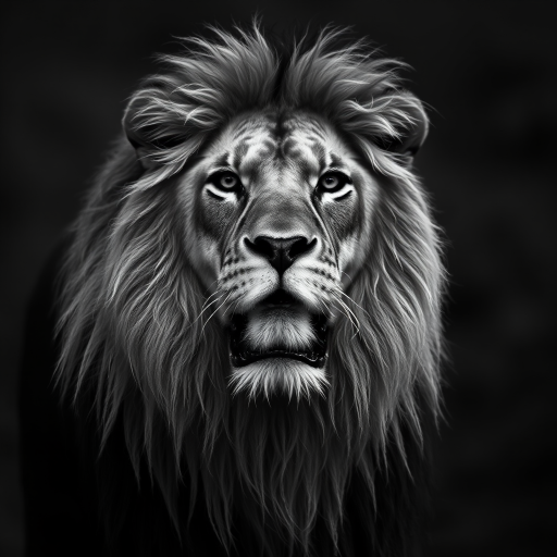 lion black and white