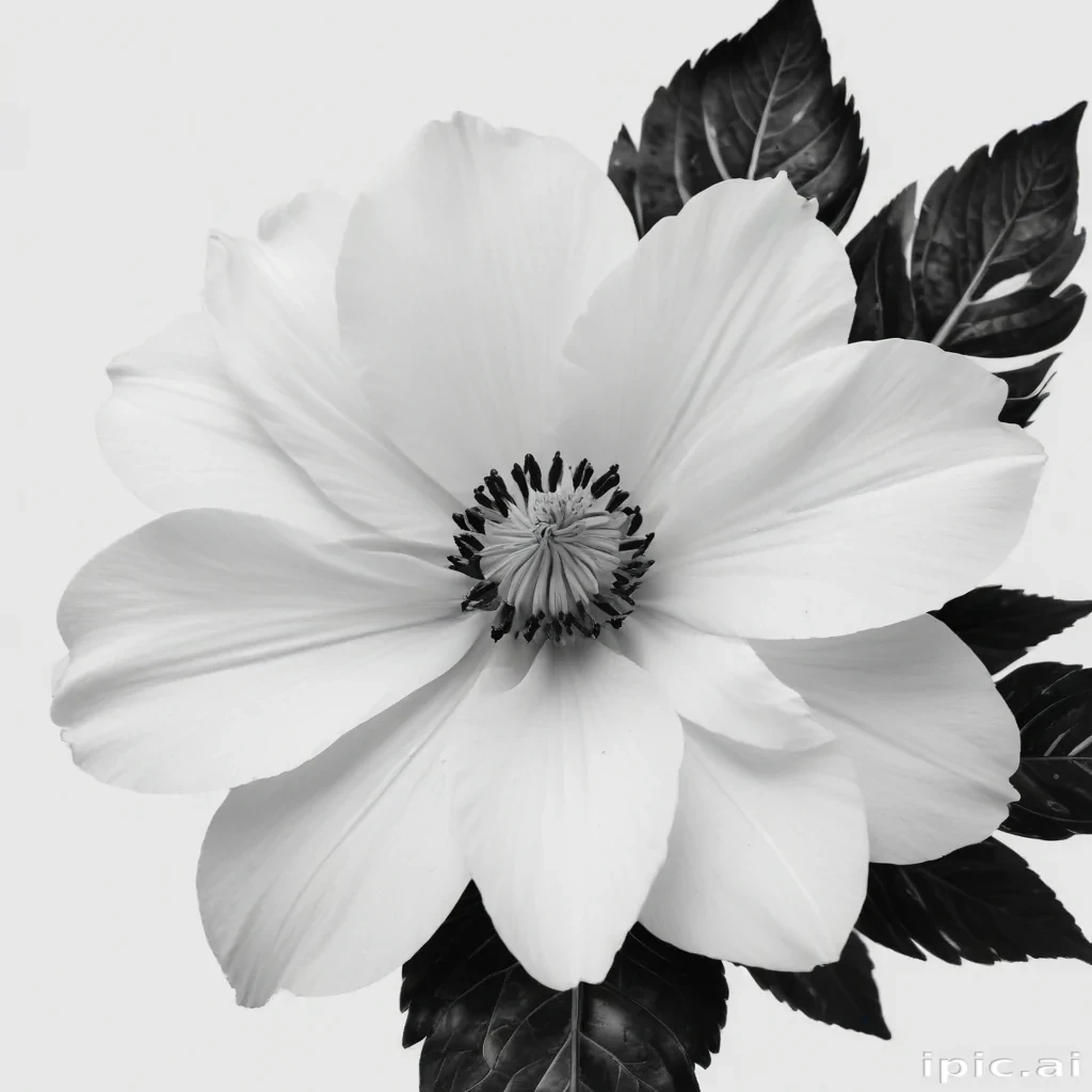 black and white flower png