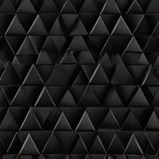 Create a seamless pattern of black inverted triangles arranged in a grid on a dark background.