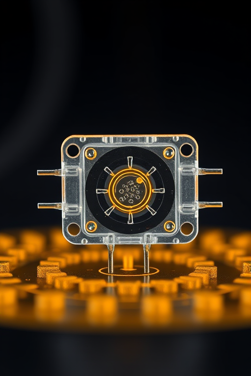 Generate a high-resolution image of a diode with clear details on its structure, using a DSLR camera with a 50mm lens, aperture set to f/8 for deep focus, ISO 200 for clarity, taken in a well-lit studio environment from a frontal view.