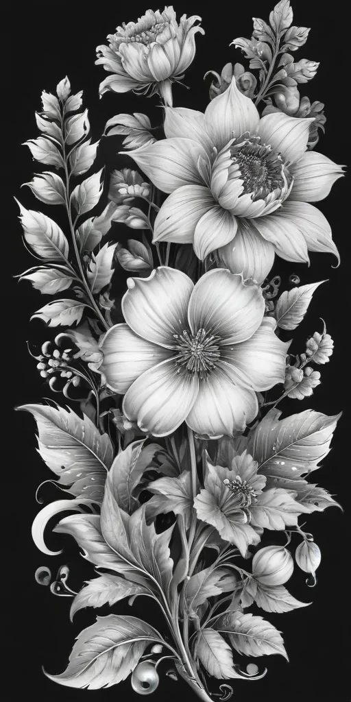flower clip art black and white
