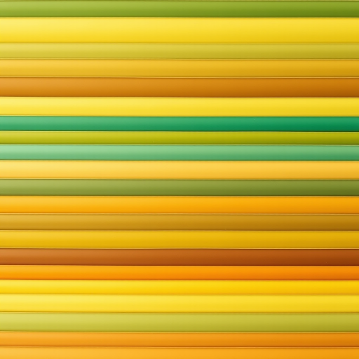 Generate a smooth gradient image with horizontal stripes in varying shades of green, yellow, brown, and orange, shot with a Canon EOS R5, 50mm lens at f/8, ISO 100, 1/125s, using a top-down view for a clean and minimalistic effect.