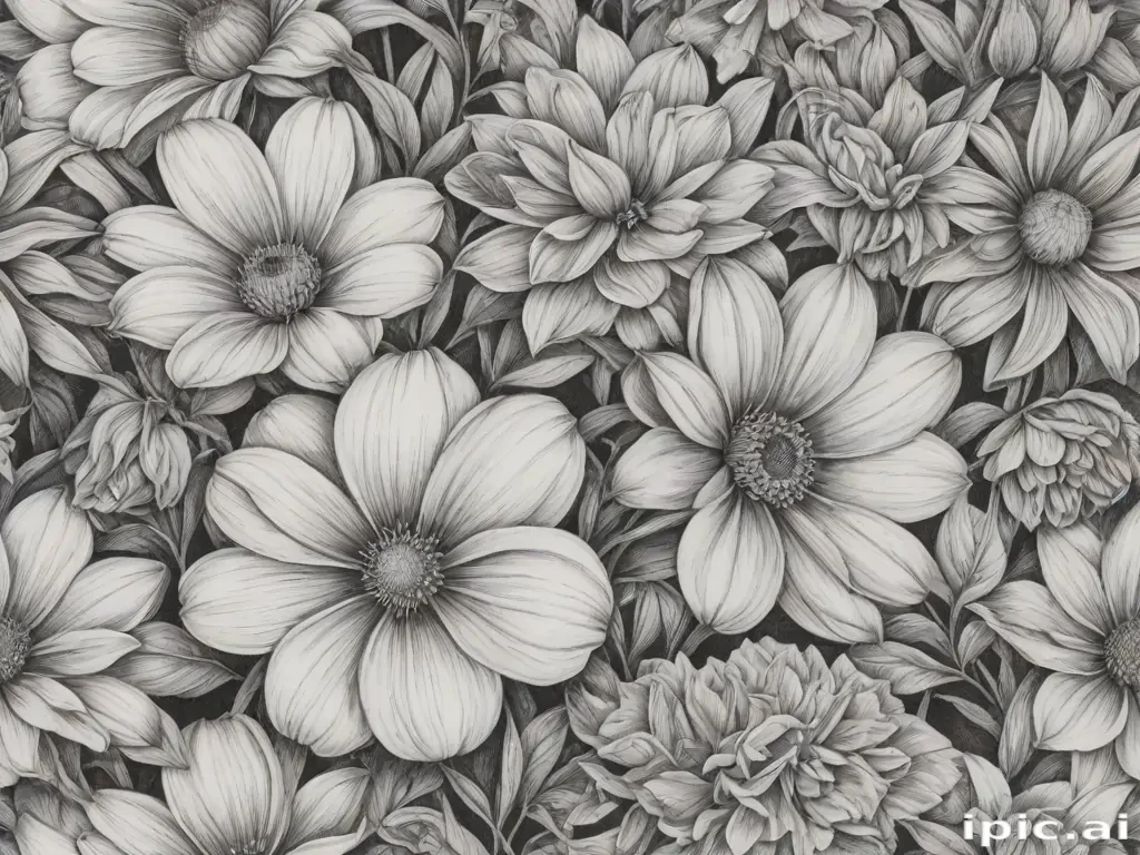 pencil drawing flowers