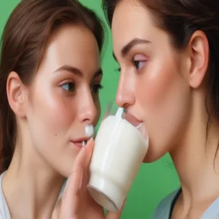 lesbians drinking milk
