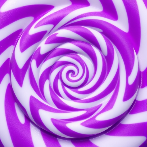 Generate a vibrant purple and white spiral pattern similar to a candy swirl using a DSLR camera, 50mm lens, f/2.8 aperture, ISO 200, in natural lighting, top-down view for a cleaner perspective.