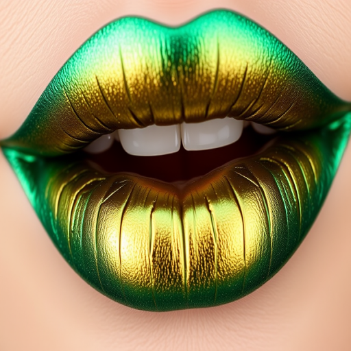 Duochrome green-gold lip topper "Mermaid's Kiss" that transforms any lip color with a magical shift effect, perfect for creative and avant-garde makeup, lightweight and comfortable