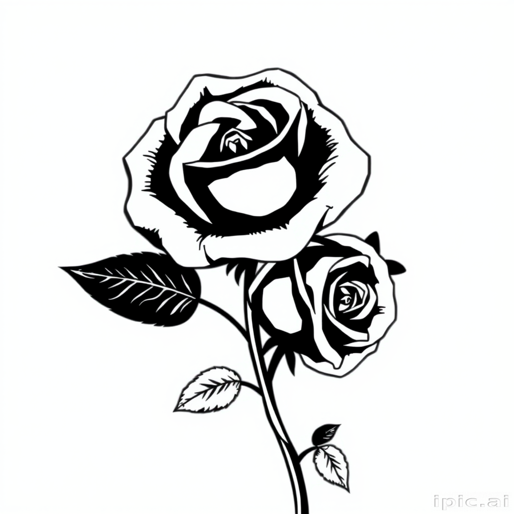roses clipart black and white
