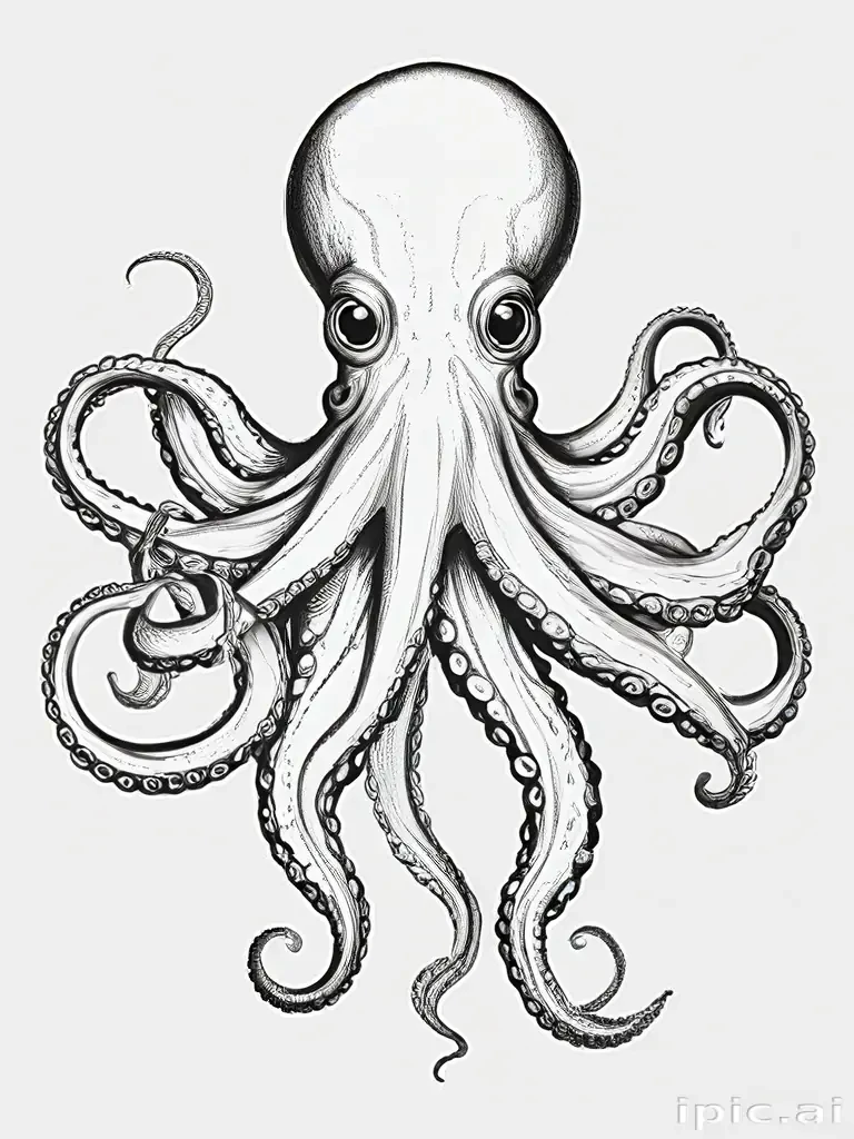 octopus clipart black and white