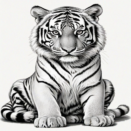 tiger clipart black and white