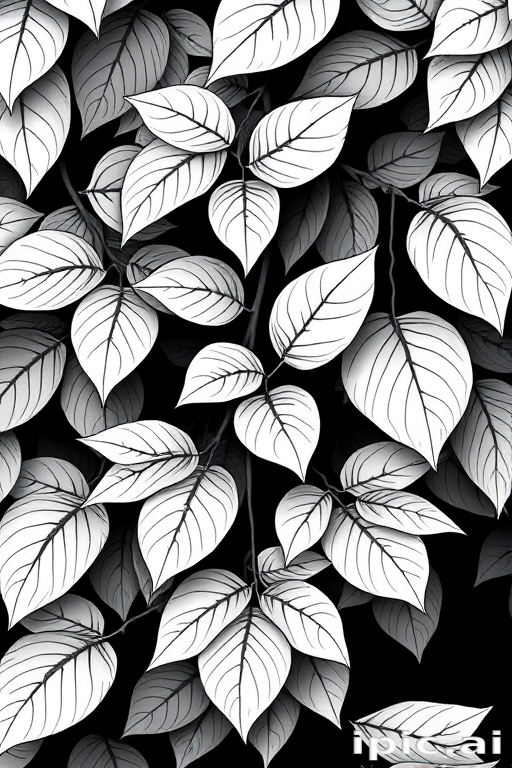 leaves clip art black and white