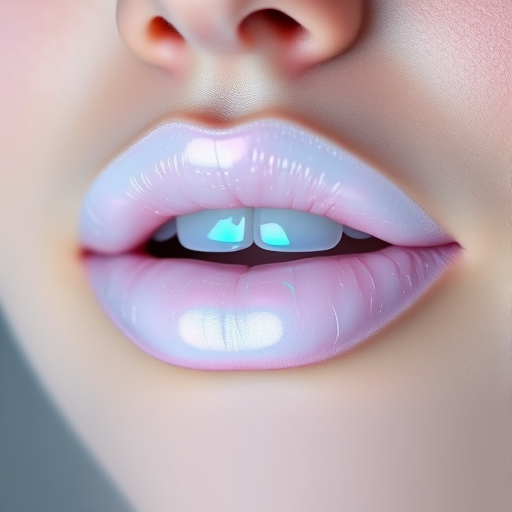 Iridescent Opal Aura lip style combines a sheer white base with color-shifting particles that reflect pastel hues, creating an ethereal and mystical effect