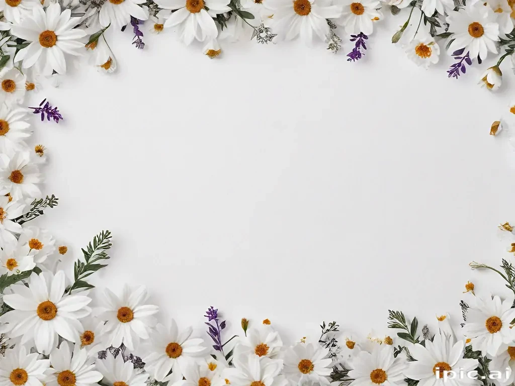 white background with flowers