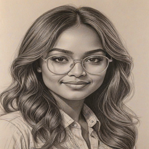 Gorgeous Jessica Mauboy, pencil sketch, portrait of Enchanting woman 1970s in glasses, hair style beatnik, outline, clear lines, fine lines, 8k