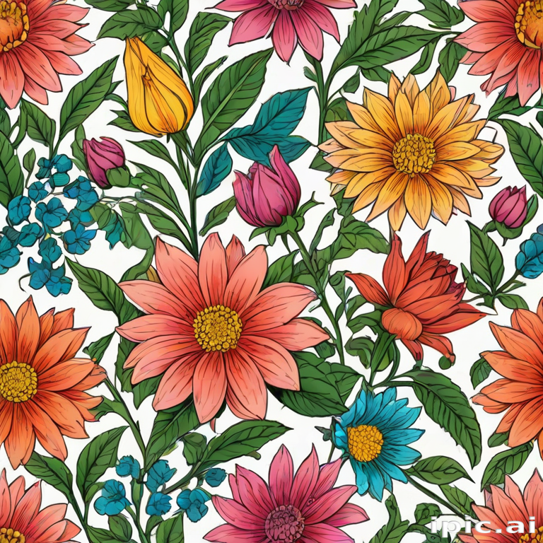 flower drawings color