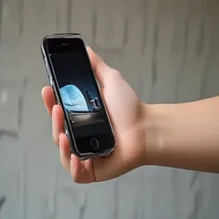 holding phone